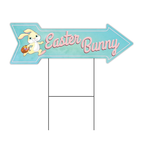 Easter Bunny Arrow Yard Sign Funny Home Decor 30in Wide